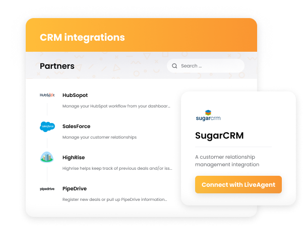 Example of few CRM integrations in LiveAgent